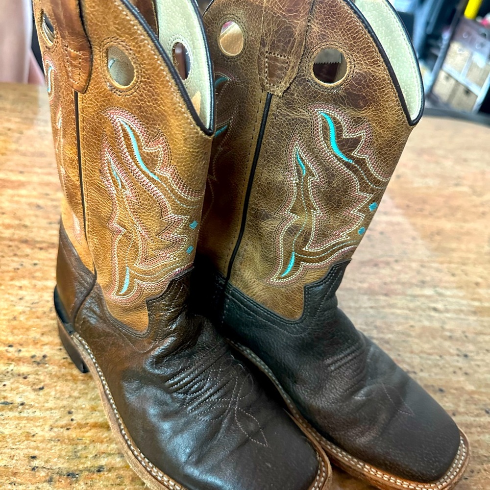 Old west cowboy boots sz 20 big kids 2/3 leather